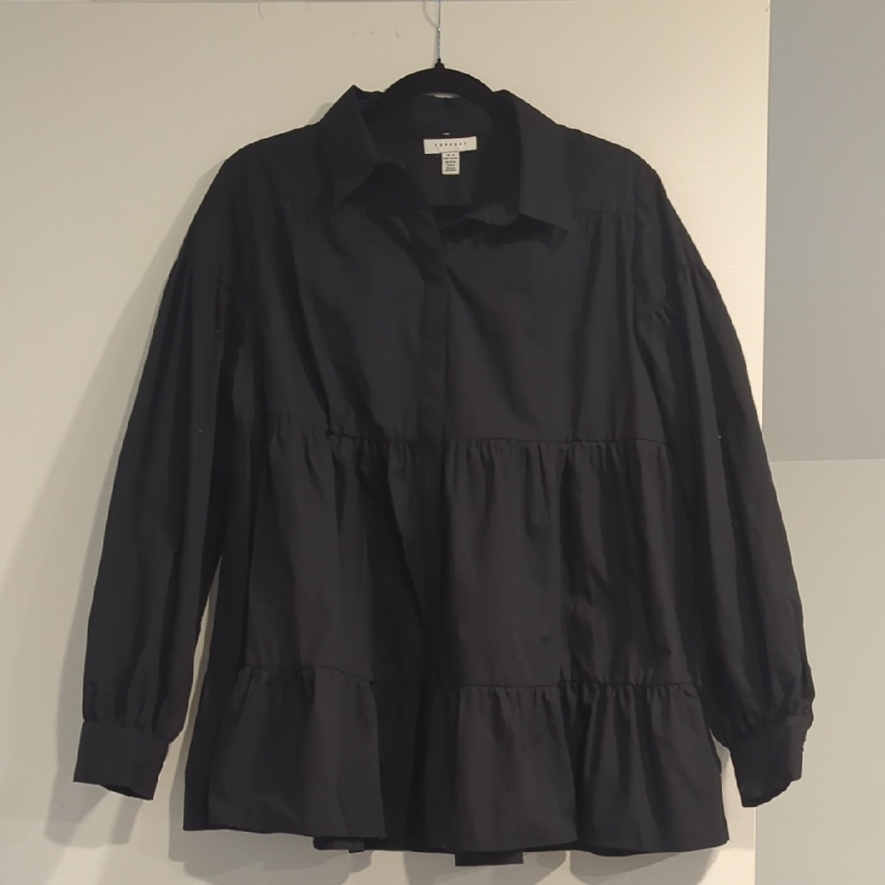 Topshop Black Tunic Top